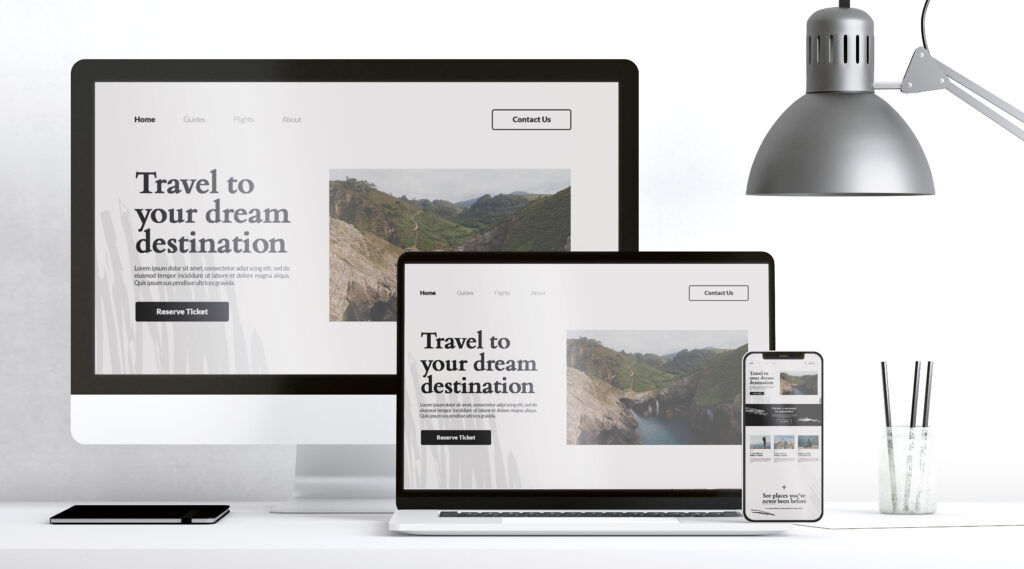 Responsive website design for a travel agency.