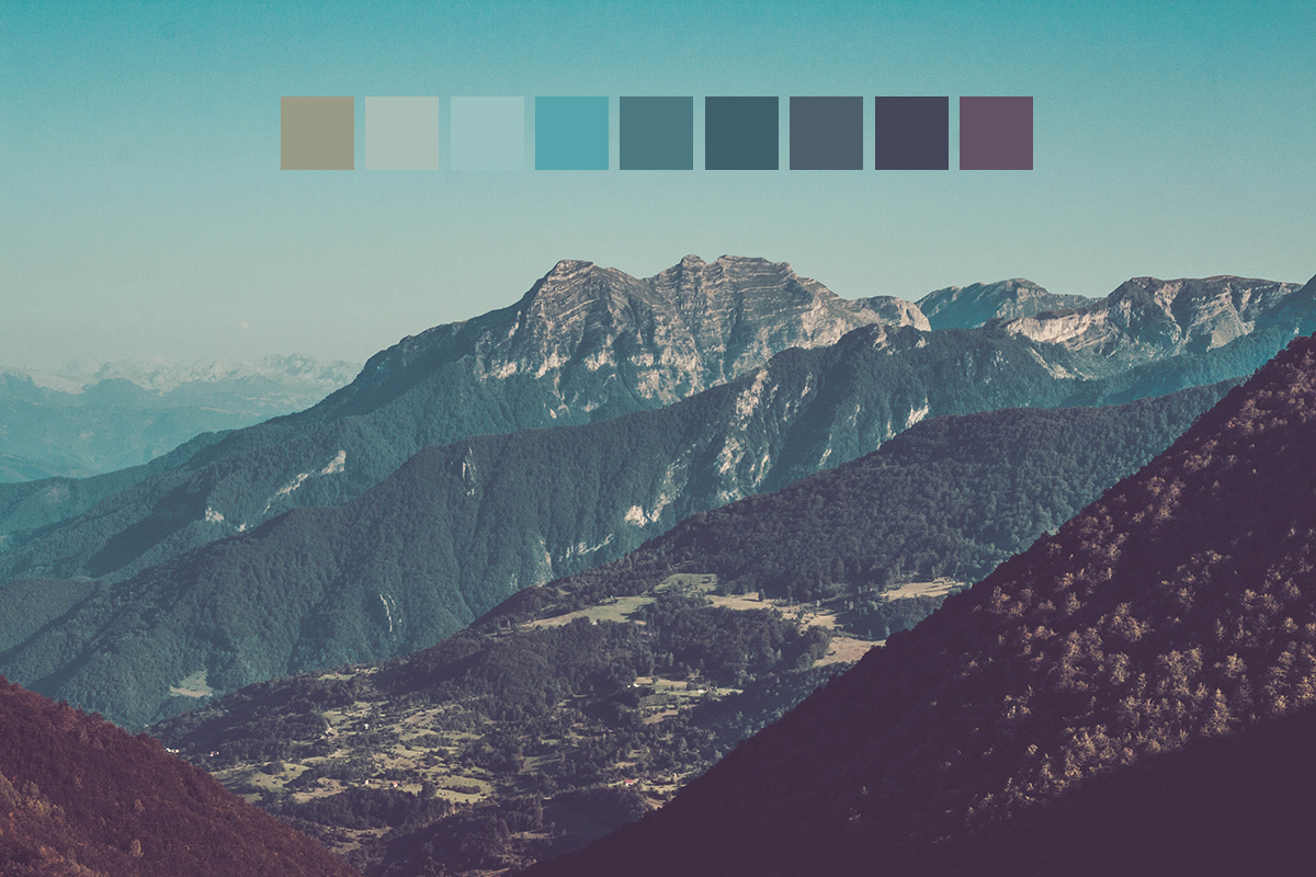 Green color palette related to a mountain and nature